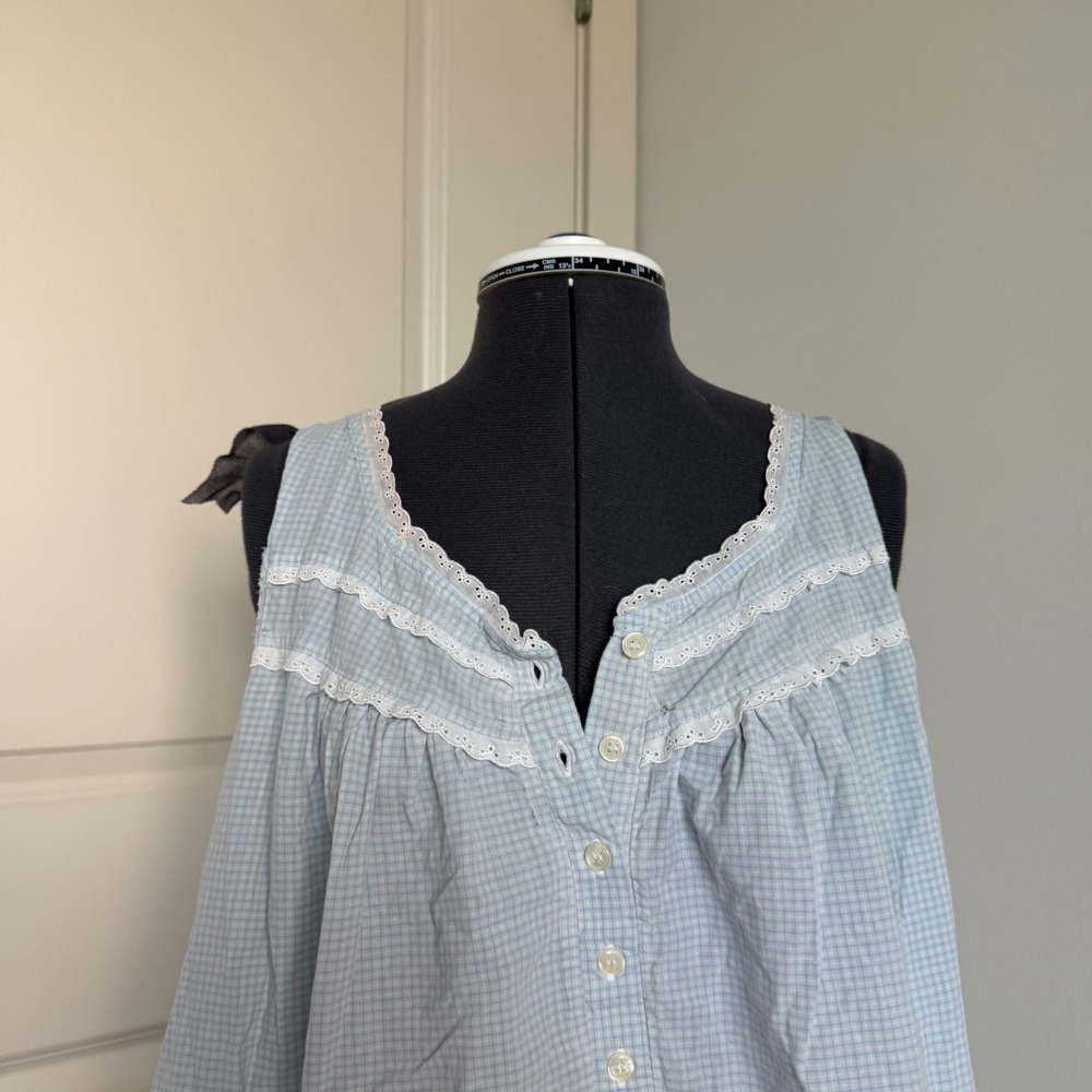 Vintage Eyelet Lace Gingham Nightgown